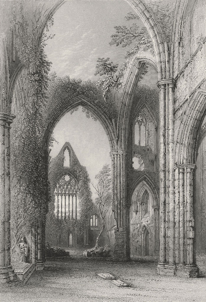WALES. West Window, Tintern-Bartlett c1860 old antique vintage print picture
